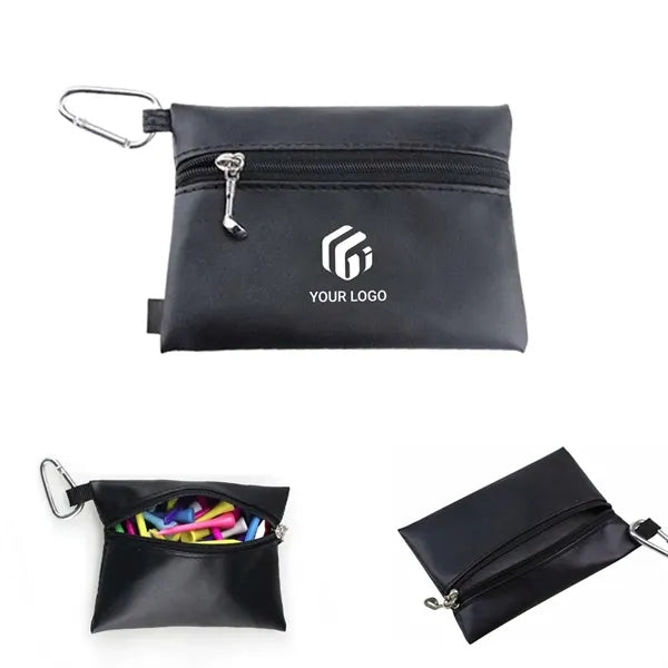 Portable Professional Zippered Golf Tee Pouch with Carabiner