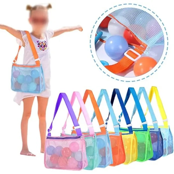 Colorful foldable travel beach swimming toy storage mesh bag