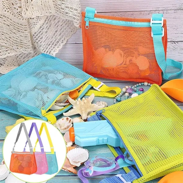 Colorful foldable travel beach swimming toy storage mesh bag