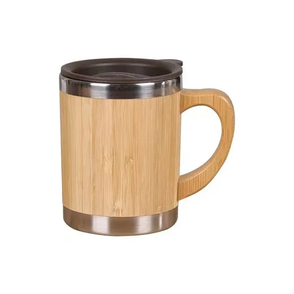 12OZ Stainless Steel Bamboo Shell Thermal Cup With Handle