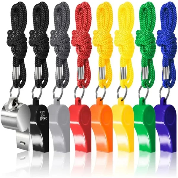 Plastic Sports Whistles with Lanyard