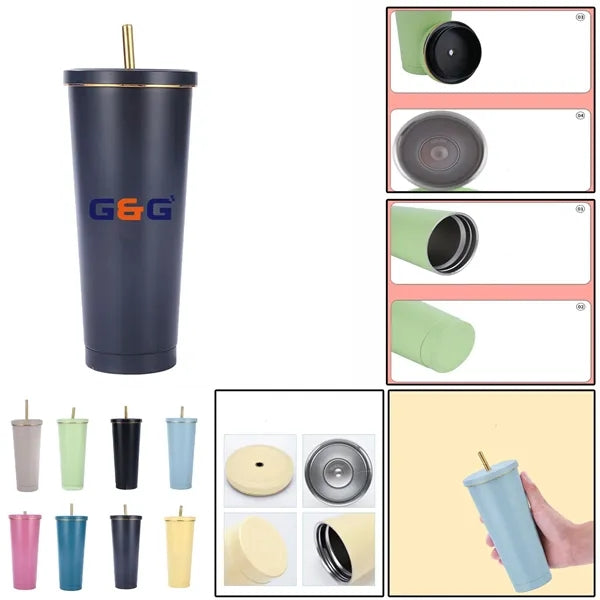 Stainless Steel Vacuum Insulated Tumbler With Straw Lid