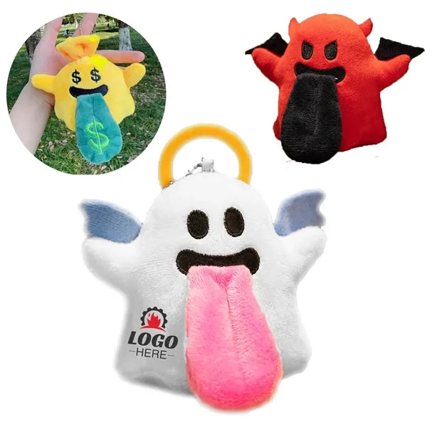 Plush Keychain Charm With Embroidery