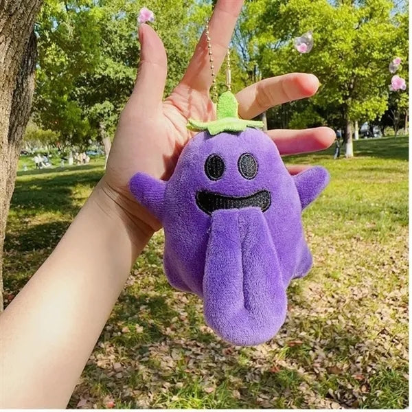 Plush Keychain Charm With Embroidery