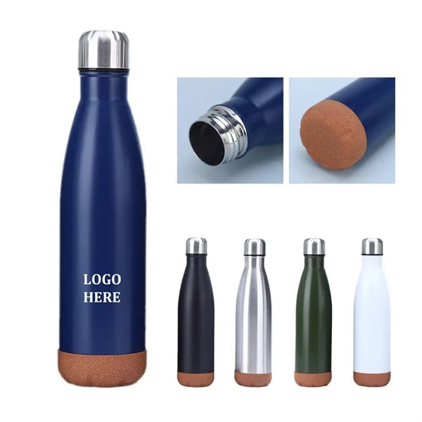 16 Oz Stainless Steel Water Bottle With Cork Bottom