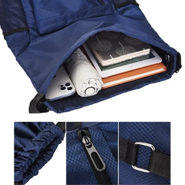 Drawstring Backpack Water Resistant Sports Gym Bag