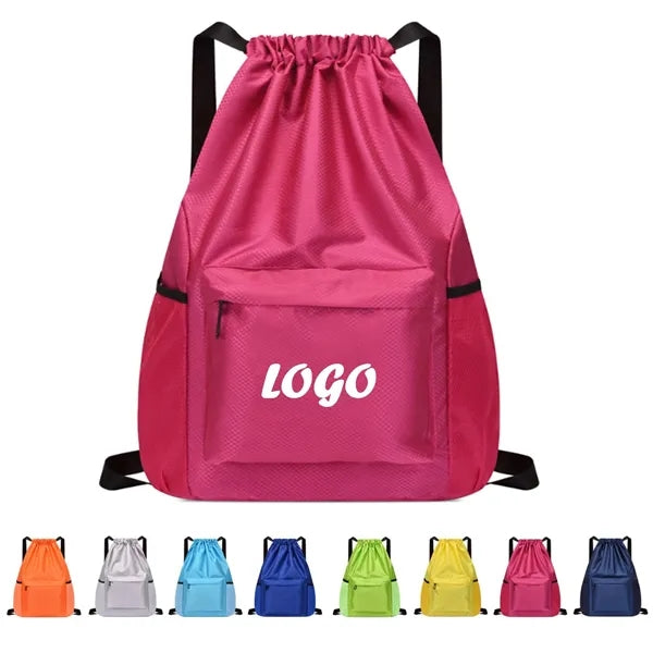 Drawstring Backpack Water Resistant Sports Gym Bag