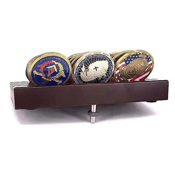 4 Row Solid Wood Coin Holder