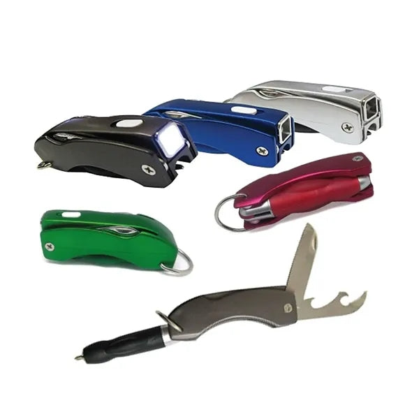 Multi Functional LED Foldable Ball Pen with keychain