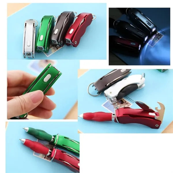Multi Functional LED Foldable Ball Pen with keychain