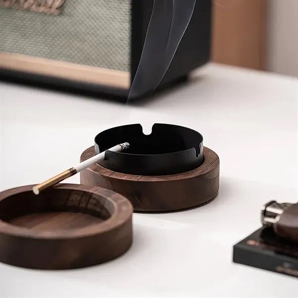 Wood Cigarette Elegant Retro Stainless Steel Ashtrays