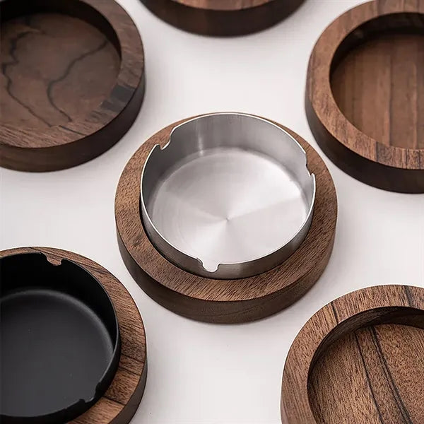 Wood Cigarette Elegant Retro Stainless Steel Ashtrays