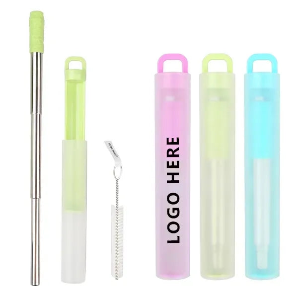 Collapsible Stainless Steel Folding Straw Brush Set