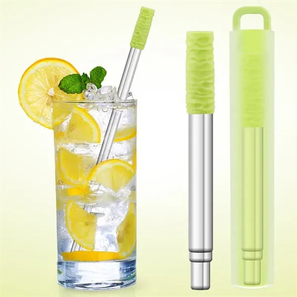 Collapsible Stainless Steel Folding Straw Brush Set
