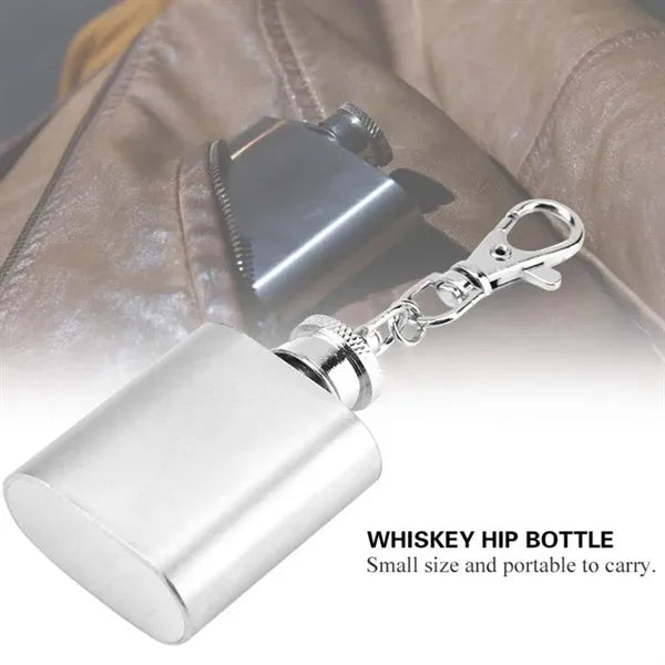 1oz Mini Portable Stainless Steel Liquor Flask with Keychain