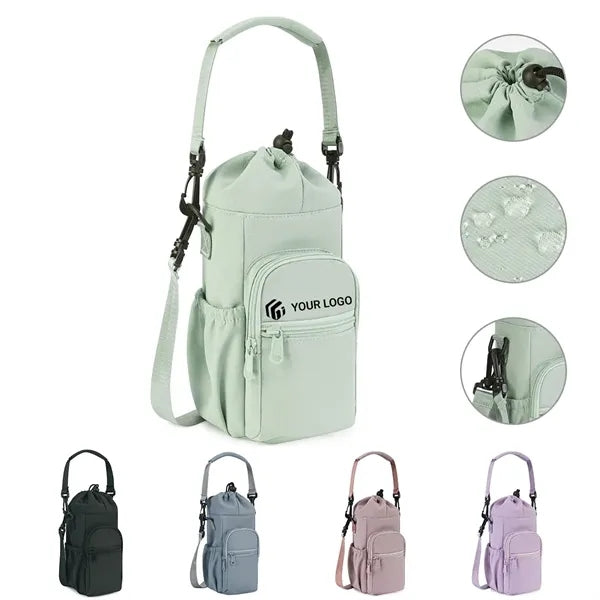 Portable crossbody shoulder insulated water bottle holder