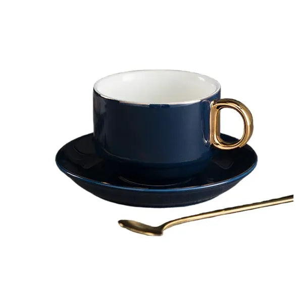 Ceramic Coffee Cup Set with Saucer & Spoon