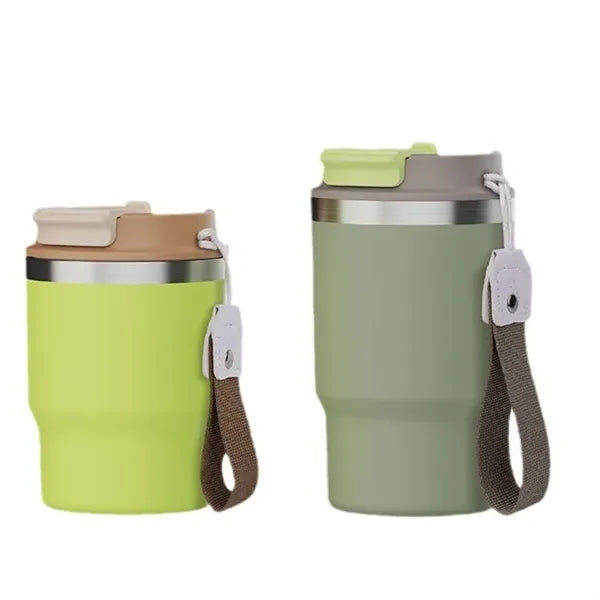 Double Wall Leakproof Vacuum Coffee Tumbler with Lanyard