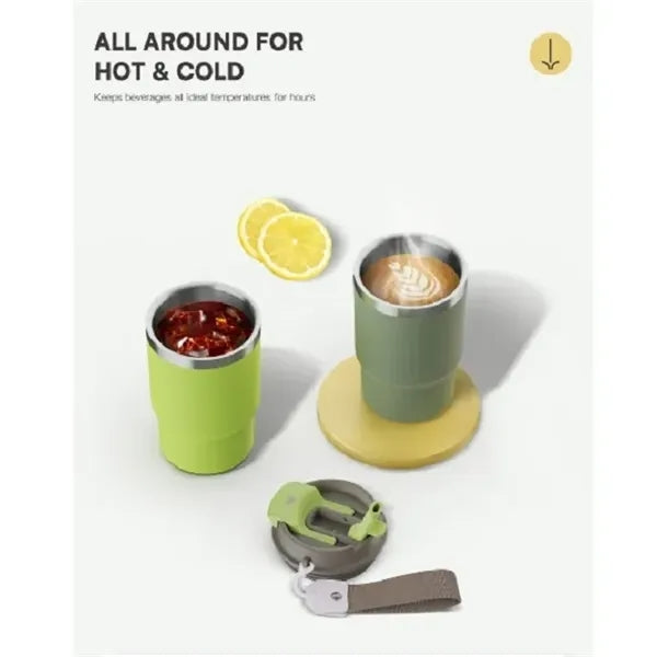 Double Wall Leakproof Vacuum Coffee Tumbler with Lanyard