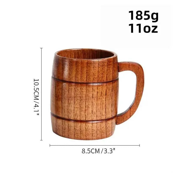 11 oz Wooden Beer Mug Best Wood Drinking Coffee Cup