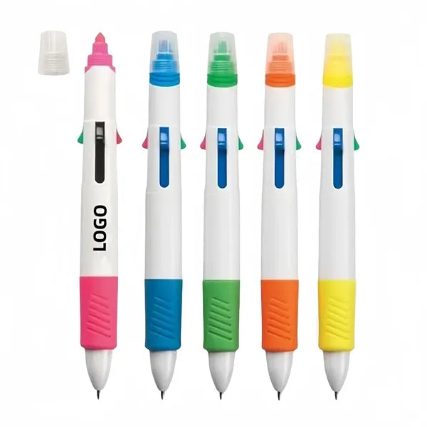 Plastic Quatro Pen With Highlighter