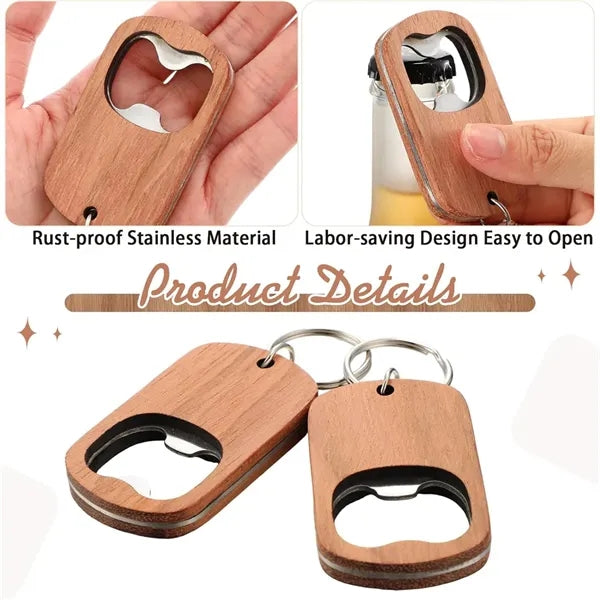 Wooden Bottle Opener Keychain
