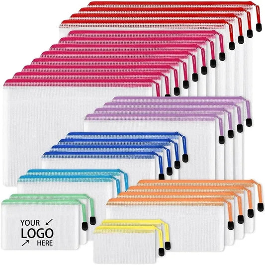 A4 Waterproof Mesh Zipper Pouch Bags School Office Supplies