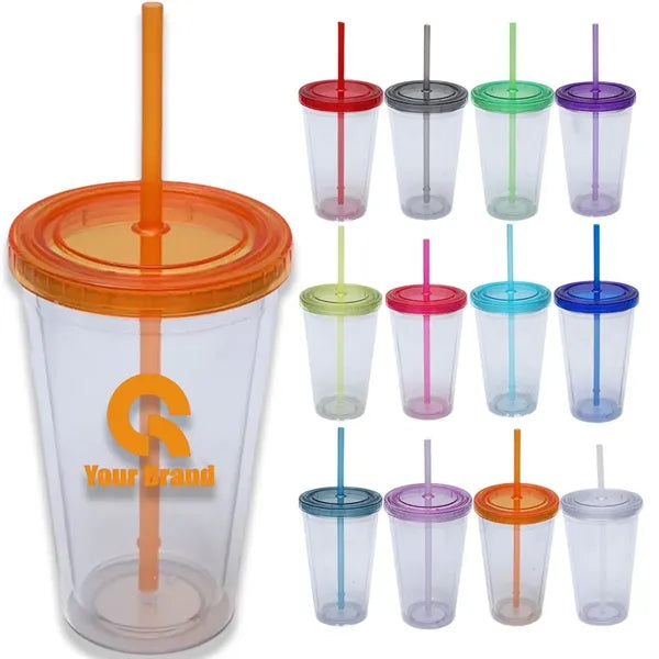 16oz Double Wall Insulated Tumbler Cup Transparent Durable