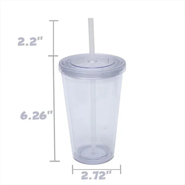 16oz Double Wall Insulated Tumbler Cup Transparent Durable