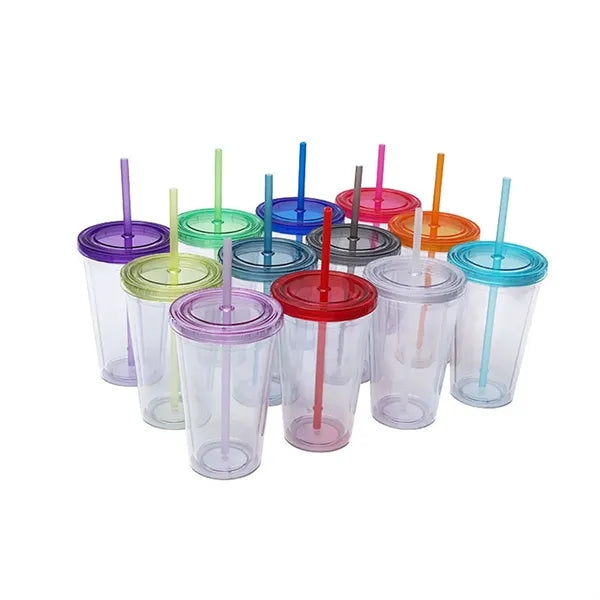 16oz Double Wall Insulated Tumbler Cup Transparent Durable