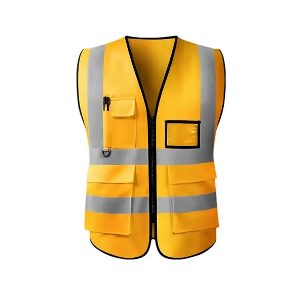 Multi-Pocket Reflective Safety Vest With Zipper Front