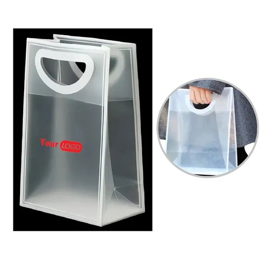 Transparent Plastic Tote Gift Bag With Handle