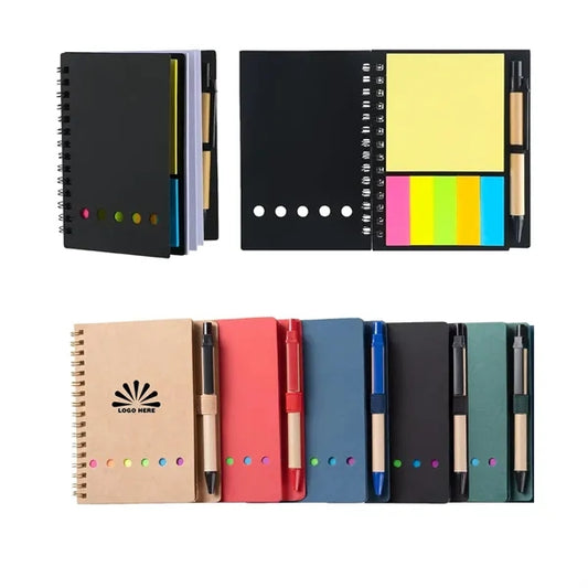 Mini Lined Spiral Notebook With Pen And Sticky Note