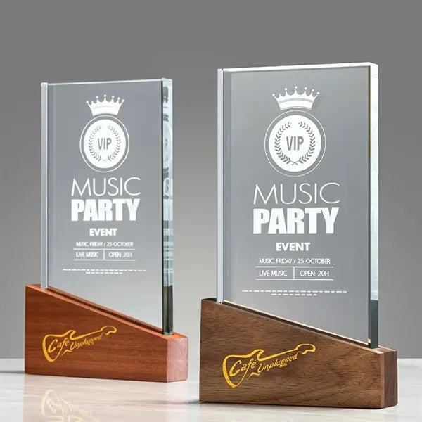 Wood Plaque Crystal Trophy