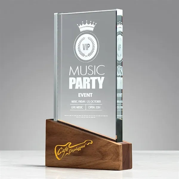 Wood Plaque Crystal Trophy