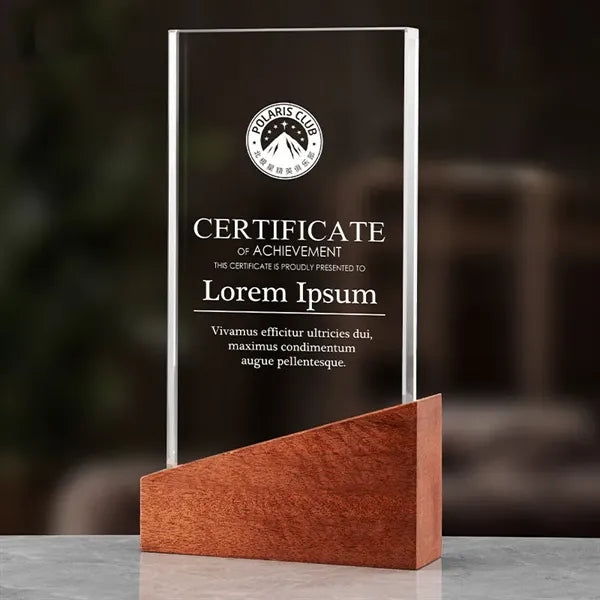 Wood Plaque Crystal Trophy