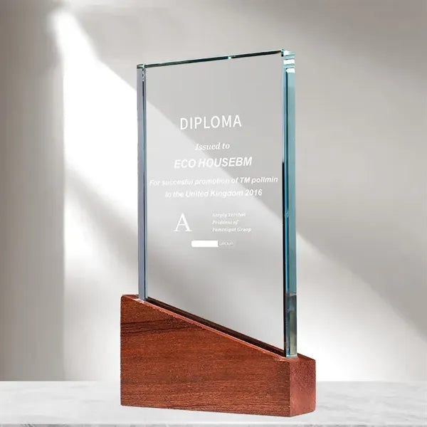 Wood Plaque Crystal Trophy