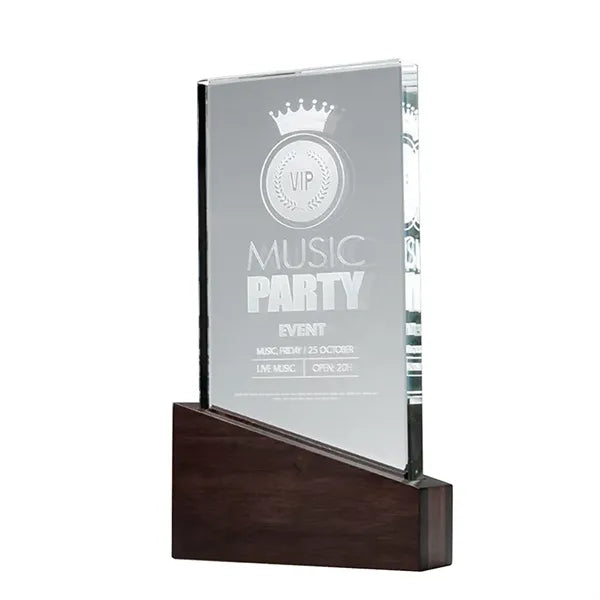 Wood Plaque Crystal Trophy
