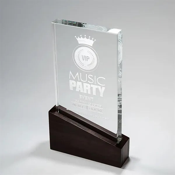 Wood Plaque Crystal Trophy
