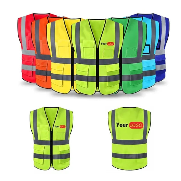 Safety Vest with Reflective Strips and Zipper Closure