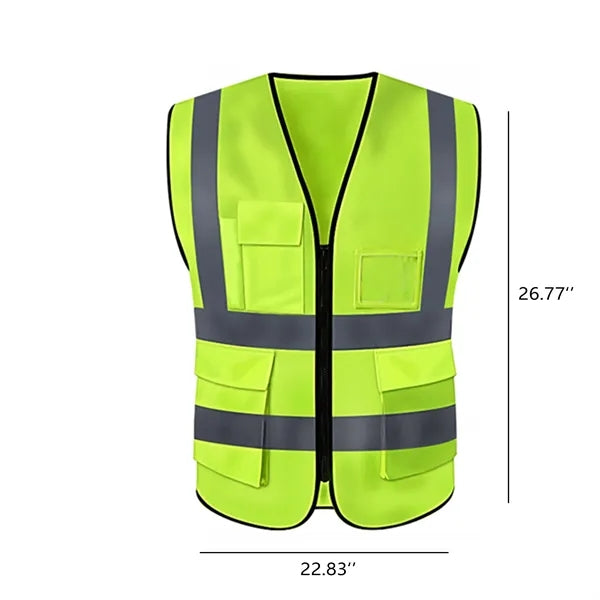 Safety Vest with Reflective Strips and Zipper Closure