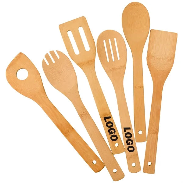 6-Piece Bamboo Utensil Set for Apartment Essentials