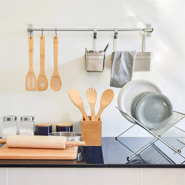 6-Piece Bamboo Utensil Set for Apartment Essentials