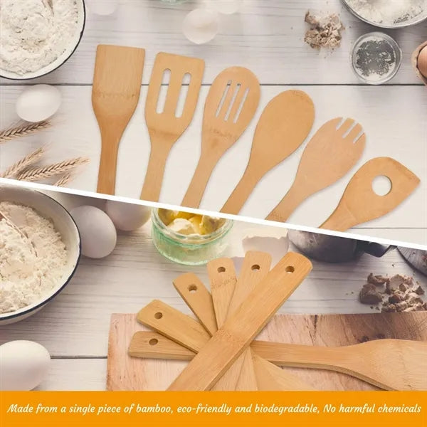 6-Piece Bamboo Utensil Set for Apartment Essentials
