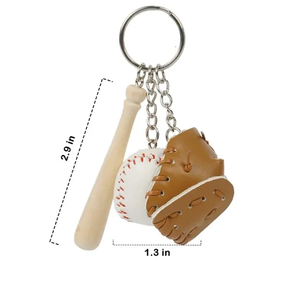 Wooden Sport Birthday Souvenir Baseball Glove Bat Keychain
