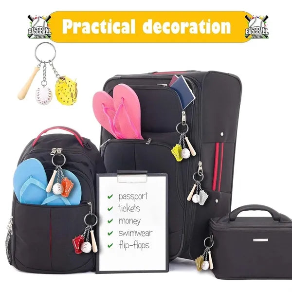 Wooden Sport Birthday Souvenir Baseball Glove Bat Keychain