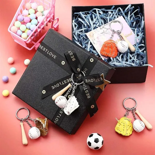 Wooden Sport Birthday Souvenir Baseball Glove Bat Keychain