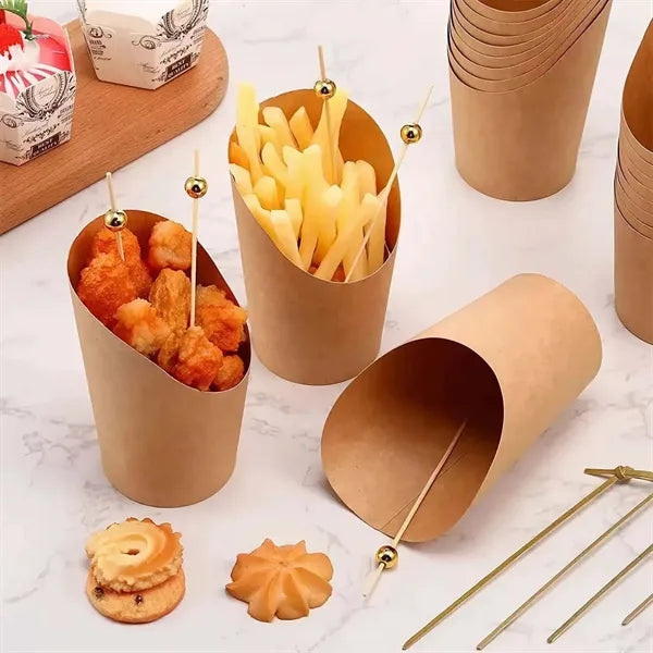 14 oz Disposable Paper Popcorn Boxes Kraft Charcuterie Cups