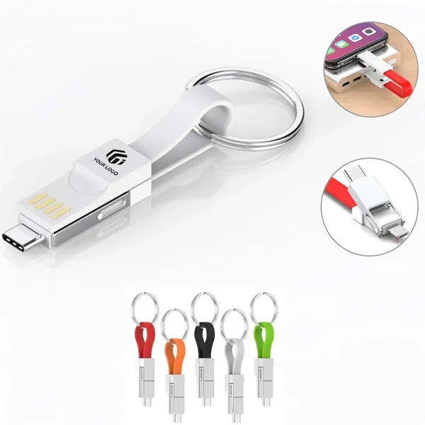 3in1 Travel Fast Charge Lightning USB Cable Keychain