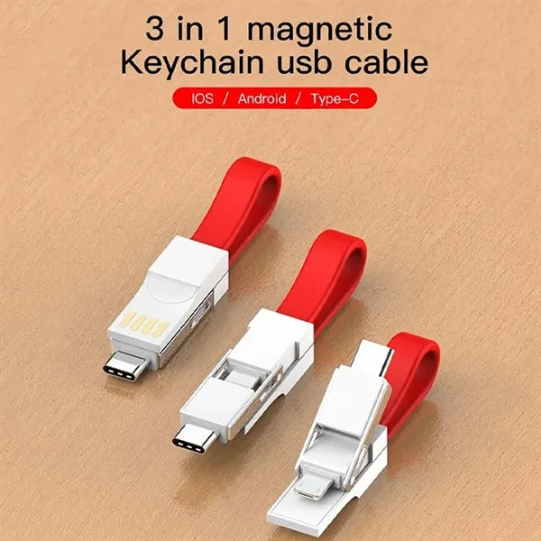 3in1 Travel Fast Charge Lightning USB Cable Keychain
